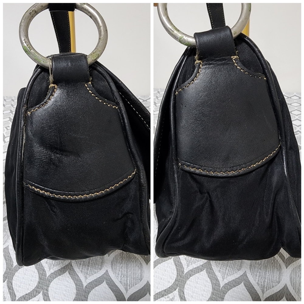 Prada Vintage Tessuto Nylon Corsaire Shoulder Bag Black - Picture 9 of 15